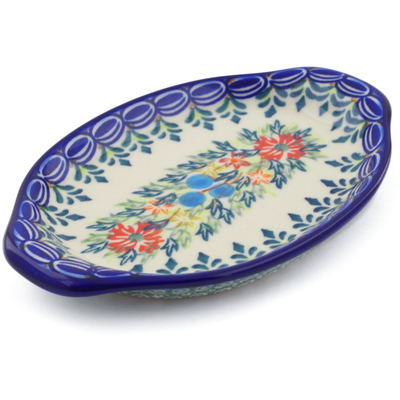 Polish Pottery Tray with Handles 7&quot; Ring Of Flowers UNIKAT