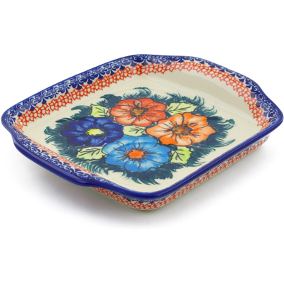 Polish Pottery Tray with Handles 8&quot; Butterfly Splendor