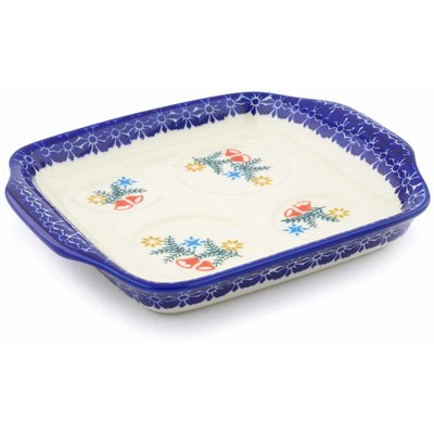 Polish Pottery Tray with Handles 8&quot; Wreath Of Bealls