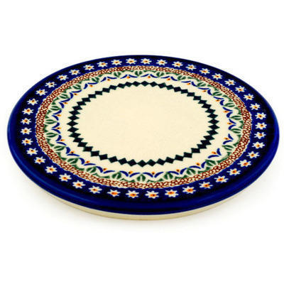 Polish Pottery trivet, hot plate Floral Peacock UNIKAT