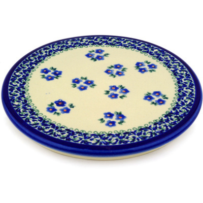 Polish Pottery trivet, hot plate Forget Me Not Dots