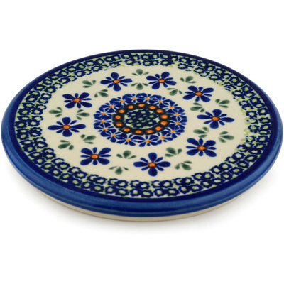 Polish Pottery trivet, hot plate Gingham Flowers