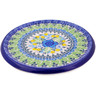 Polish Pottery trivet, hot plate Lime Bouquet UNIKAT