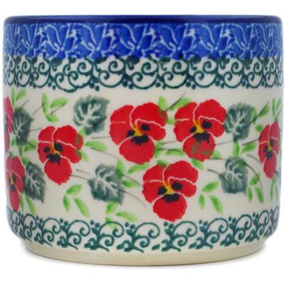 Polish Pottery Tumbler 0oz Delicate Red Flowers