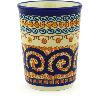 Polish Pottery Tumbler 10 oz Cinnamon Swirl UNIKAT