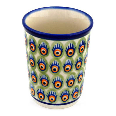 Polish Pottery Tumbler 10 oz Peacock Feathers