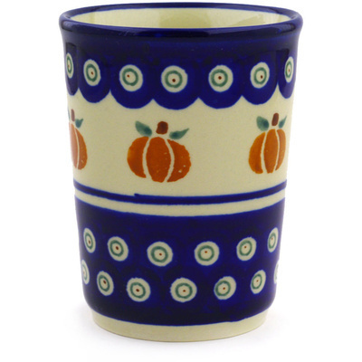 Polish Pottery Tumbler 10 oz Peacock Pumpkin Patch