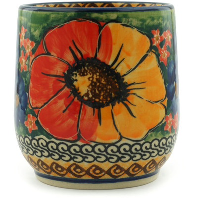 Polish Pottery Tumbler 11 oz Bright Beauty UNIKAT