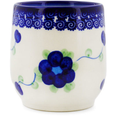 Polish Pottery Tumbler 12 oz Blue Poppies