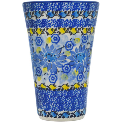 Polish Pottery Tumbler 12 oz Deep Blue UNIKAT