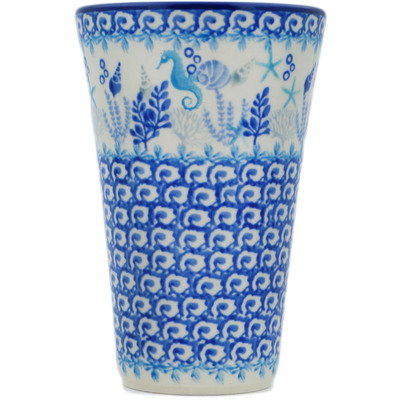 Polish Pottery Tumbler 12 oz Oceans Of Blue