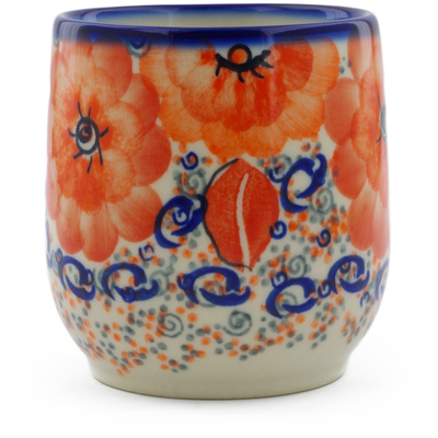 Polish Pottery Tumbler 12 oz Poppy Passion UNIKAT