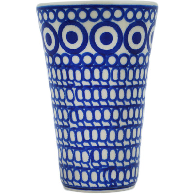 Polish Pottery Tumbler 12 oz Royal Peacock Eyes