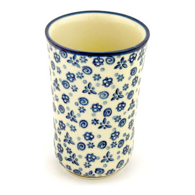 Polish Pottery Tumbler 15 oz Blue Confetti