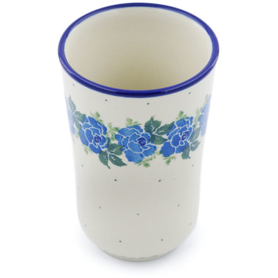 Polish Pottery Tumbler 15 oz Blue Rose