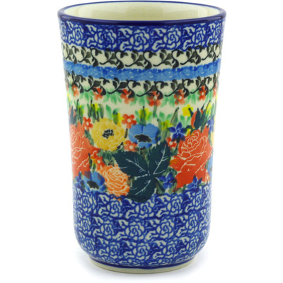 Polish Pottery Tumbler 15 oz Hidden Meadow UNIKAT