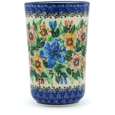 Polish Pottery Tumbler 15 oz Lily Gardens UNIKAT