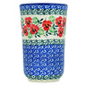 Polish Pottery Tumbler 15 oz Red Pansy