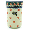 Polish Pottery Tumbler 15 oz Spring Butterfly