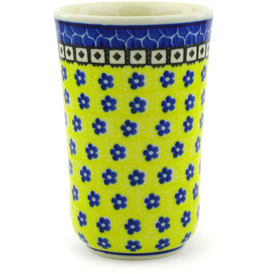 Polish Pottery Tumbler 15 oz Sunburst Daisies