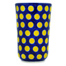 Polish Pottery Tumbler 15 oz Yellow Dots