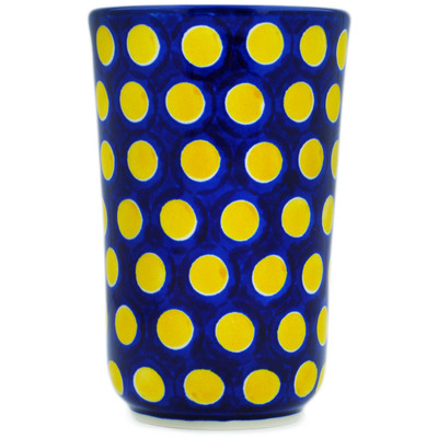 Polish Pottery Tumbler 15 oz Yellow Dots