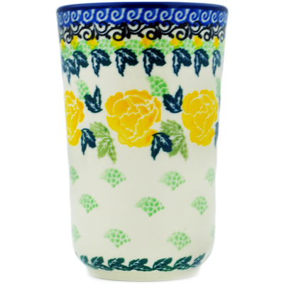 Polish Pottery Tumbler 15 oz Yellow Rose