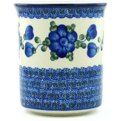 Polish Pottery Tumbler 21 oz Blue Poppies