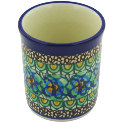 Polish Pottery Tumbler 3 oz Mardi Gras UNIKAT