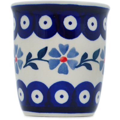 Polish Pottery Tumbler 3 oz Peacock Forget-me-not