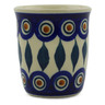 Polish Pottery Tumbler 3 oz Peacock Leaves