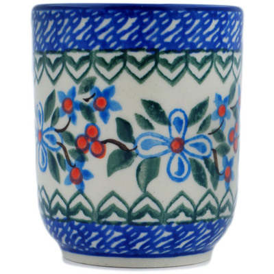 Polish Pottery Tumbler 5 oz Azure Blooms
