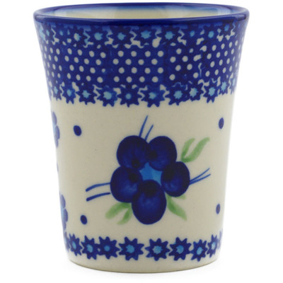 Polish Pottery Tumbler 5 oz Bleu-belle Fleur