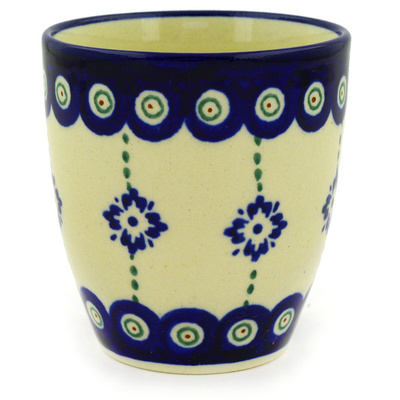 Polish Pottery Tumbler 6 oz Blue Boutonniere