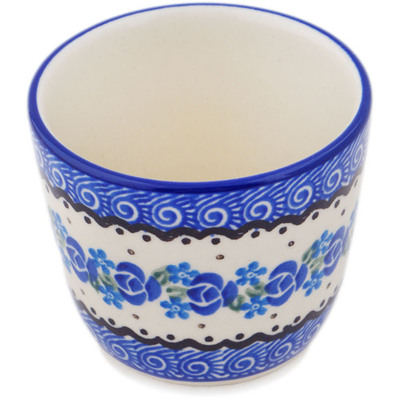Polish Pottery Tumbler 6 oz Blue Bud Sea