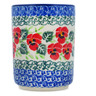 Polish Pottery Tumbler 6 oz Delicate Red Flowers