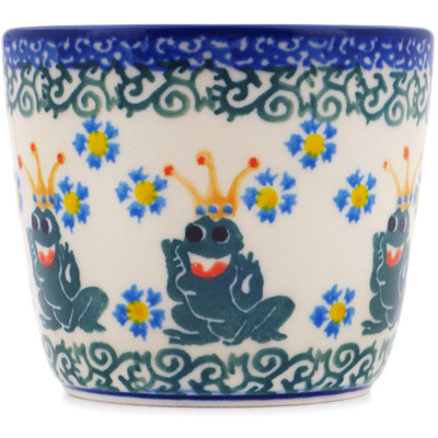 Polish Pottery Tumbler 6 oz Frog Prince