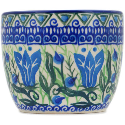 Polish Pottery Tumbler 6 oz Gentian Wreath UNIKAT