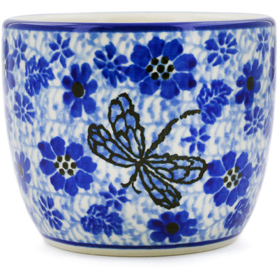 Polish Pottery Tumbler 6 oz Misty Dragonfly