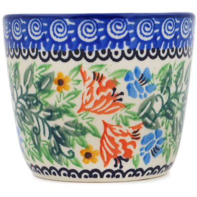 Polish Pottery Tumbler 6 oz Peach Fan Fare UNIKAT