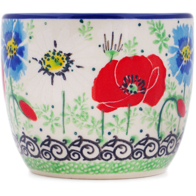 Polish Pottery Tumbler 6 oz Polish Wildflowers UNIKAT