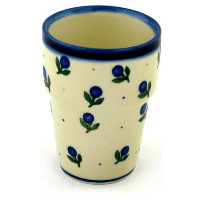 Polish Pottery Tumbler 7 oz Blue Buds