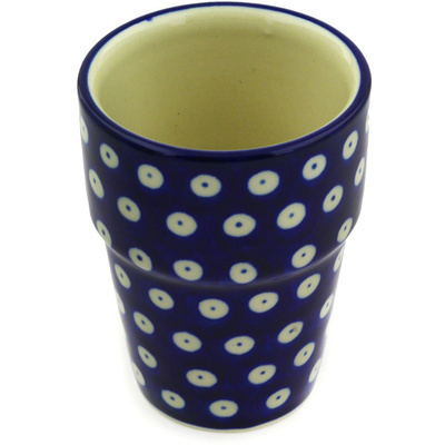 Polish Pottery Tumbler 7 oz Blue Eyes