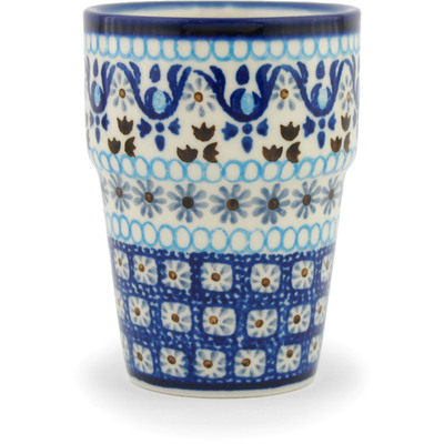 Polish Pottery Tumbler 7 oz Blue Ice