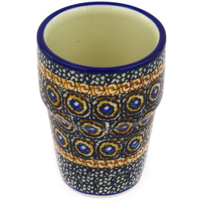 Polish Pottery Tumbler 7 oz Brown Beauty UNIKAT