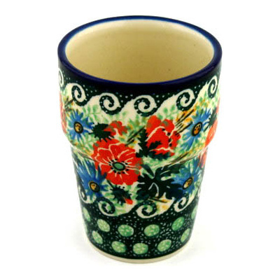 Polish Pottery Tumbler 7 oz Chickory Waves UNIKAT