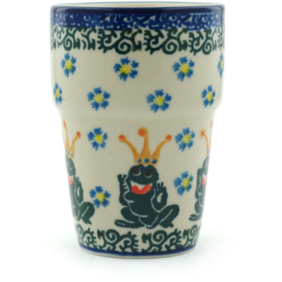 Polish Pottery Tumbler 7 oz Frog Prince