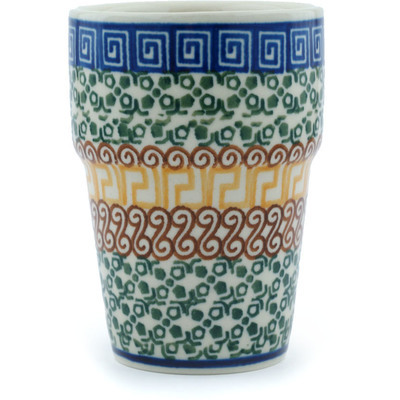 Polish Pottery Tumbler 7 oz Grecian Sea