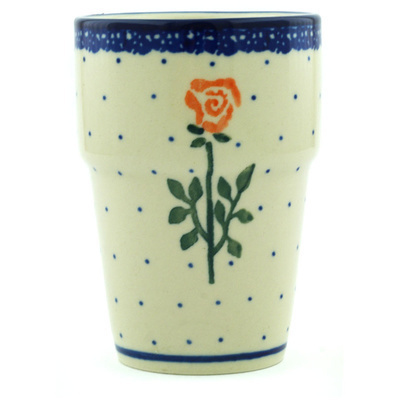 Polish Pottery Tumbler 7 oz Lovely Rose