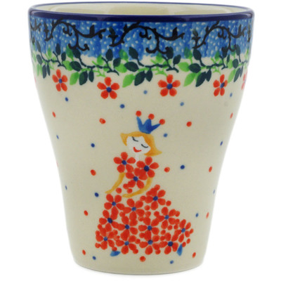 Polish Pottery Tumbler 7 oz Princess In A Red Dress